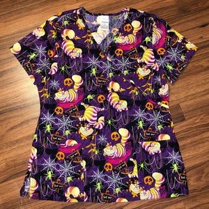 Disney Cheshire Cat Halloween Scrub Top